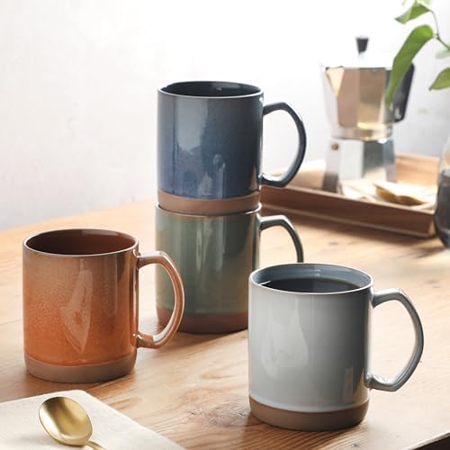 Mr. Coffee Dorsey 4-Piece Mug Set 18.5 oz Ceramic Coffee Cups with