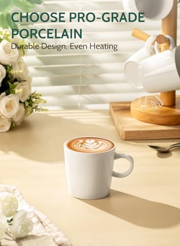 Sweese 5oz Porcelain Espresso Cups Set of 4, Mini Coffee Mugs