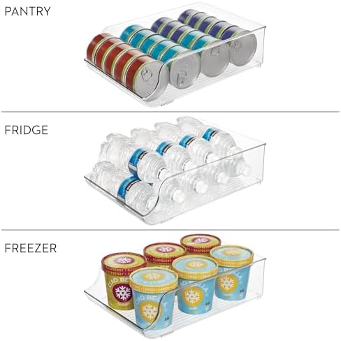 iDesign Water Bottle Organizer and Soda Can Dispenser for Refrigerator