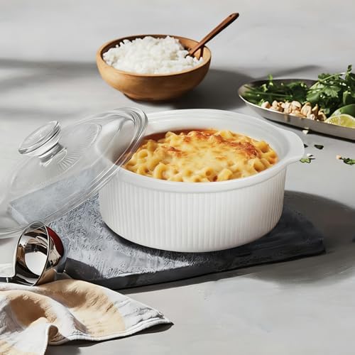 2.3QT Ceramic Casserole Dish with Glass Lid