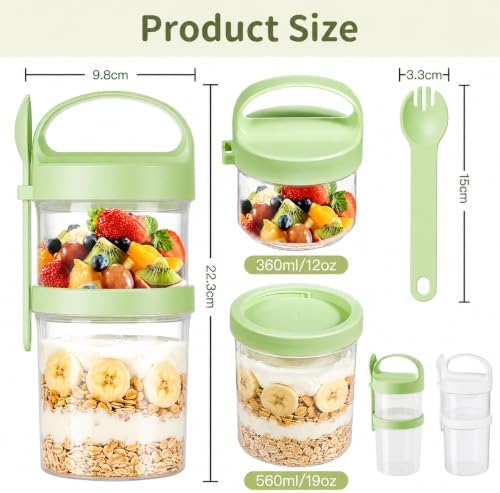 LUXEAR 31oz 2-Layer Yogurt Parfait Containers with Lids, 2 Pack