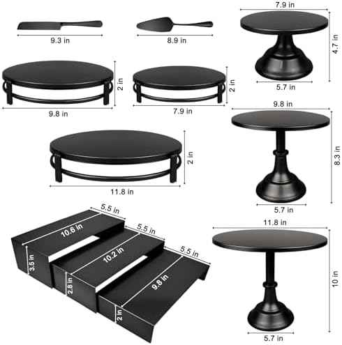 MACIFECI Cake Stand Set, Black Cake Stands For Dessert Table Including