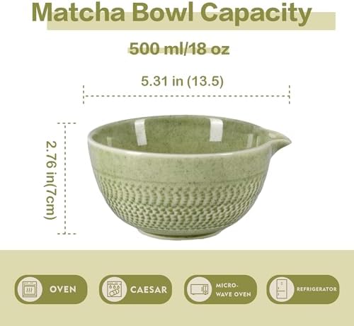 Matcha Bowl with Spout, 500 ml/18 oz Ceramic Matcha Mixing Bowl