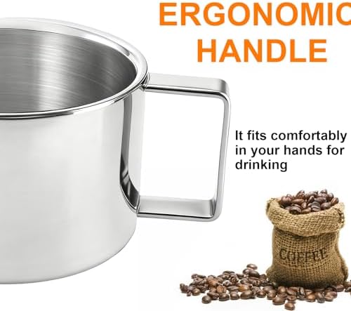 ZENFUN 4 Pack 6.8 oz Coffee Cups Set, 18/8 Stainless Steel Espresso