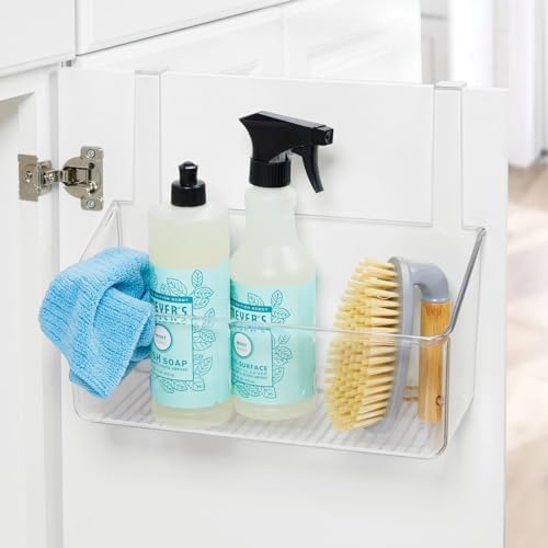mDesign Plastic Over Cabinet Door Storage Organizer Bin for Kitchen