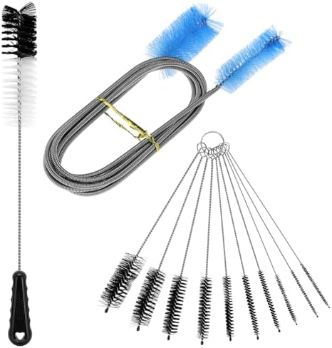 QWORK 12Pcs Tube Pipe Cleaner Kit, 15.75" Long Handle Brush, 5.25 Ft