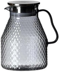 Water Pitcher Metal-Lid Cold Water Pitcher Acrylic Jug Glass Pot(Gris)