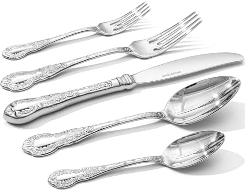 Silverware Set for 8, 40pc Vintage Flatware Set, 18/10 Stainless Steel