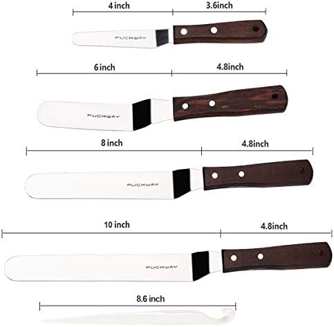 4 PCS Cake Decorating Icing Spatula set with 4, 6, 8 & 10 Inch