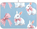 OTVEE White Rabbit Art Dish Drying Mat for Kitchen Counter Absorbent