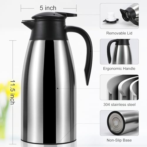 70 oz Thermal Coffee Carafe for keeping hot, Updated Carafe for hot