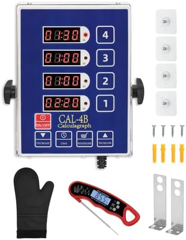 Commercial Kitchen Timer, 4 Channel, Stainless Steel