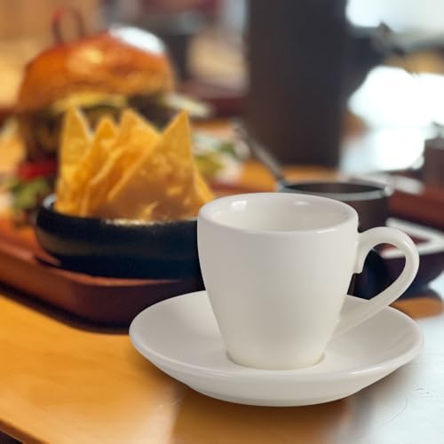 homEdge Porcelain Espresso Shot Cup Set with Saucers and Stainless