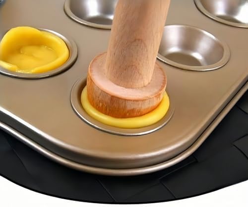 3Pcs Double Sided Wooden Tart Tamper Set, DIY Wooden Removable Dough