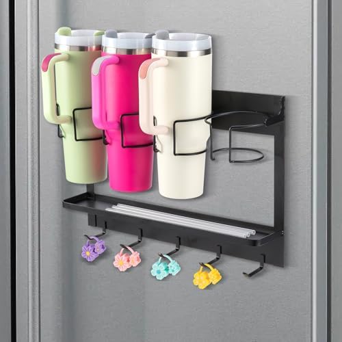 Water Bottle Organizer Holder, Magnetic Cup Rack Storage for Stanley &