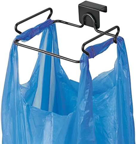 mDesign Over the Cabinet Metal Wire Small Garbage Container, Trash Bag