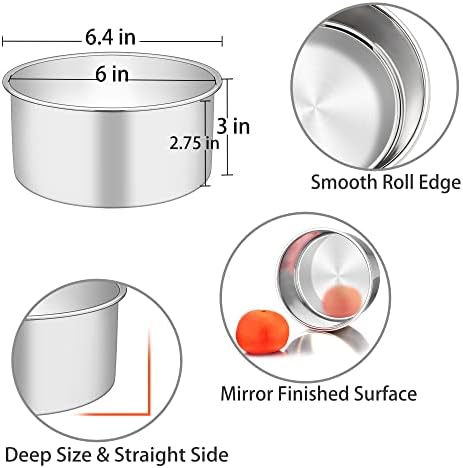 TeamFar 6 Inch Cake Pan, 6” x 3” Stainless Steel Round Baking Pan Set