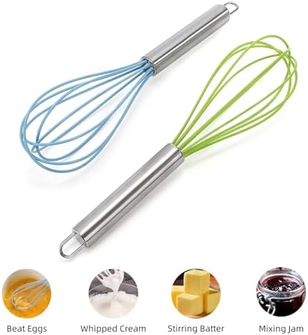 Cididu Set of 24 Silicone Whisk Bulk for Cooking, 10 In Wisking Tool