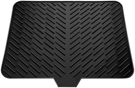 Silicone Dish Drying Mat for Kitchen Counter, Black-1pcs, 23" x 17"