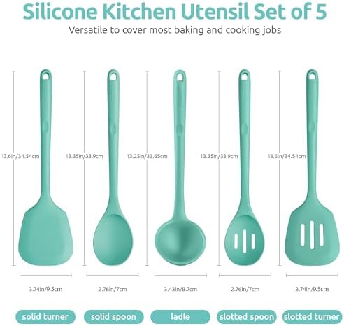 U-Taste 5-Piece Silicone Kitchen Utensil Set, Aqua Sky