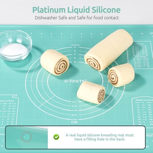 U-Taste Silicone Pastry Mat, Dough Rolling Baking Sheet, 16"x20", Aqua