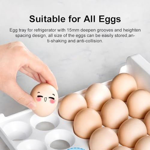 Clear Egg Organizer for Refrigerator, Stackable 2-Tier Storage Tray