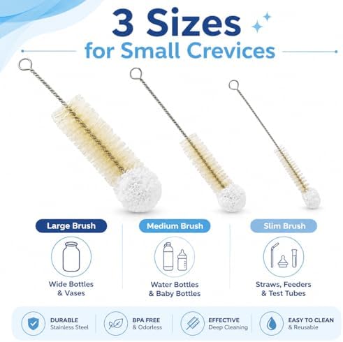 Multi-Use Bendable Bottle Brush Set - Small Crevice Cleaning Brushes