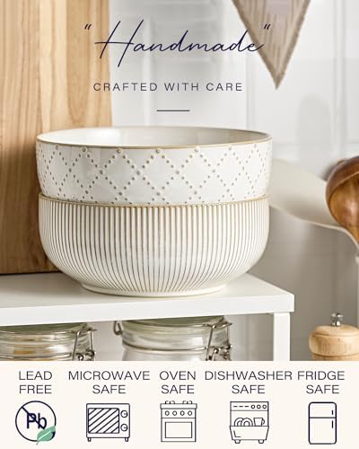 getstar Large Serving Bowls (8 inch & 60 fl oz), Ceramic Salad Bowl