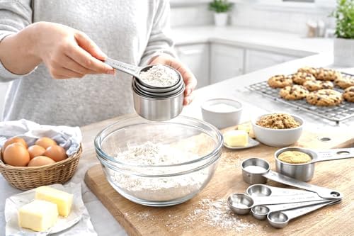 15 Piece Measuring Cups and Spoons Set, Stainless Steel Stackable