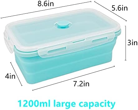 CARTINTS Large Collapsible Camping Food Containers, 1200ml Silicone