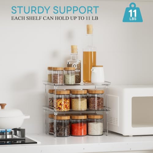 STARLATTA 2 Pcs Cabinet Organizer Shelf, Stackable Kitchen Counter