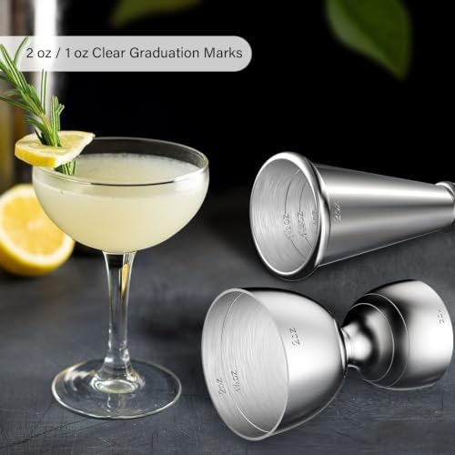 2 Pack Jiggers for Bartending, Heavy Duty Bell Jigger & Japanese