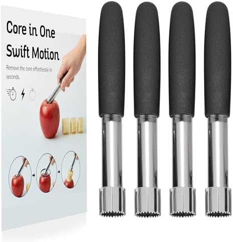 Stainless Steel Apple Corer Tool 4 Pack, Premium Fruit Core Remover