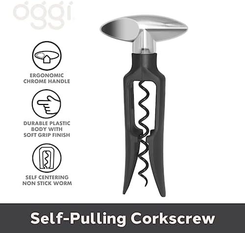 OGGI Wine Bottle Opener, Self Pulling Corkscrew - Self-Centering