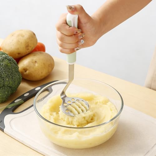 Stainless Steel Meat Chopper Masher, 6-Blade Ground Beef & Potato Tool