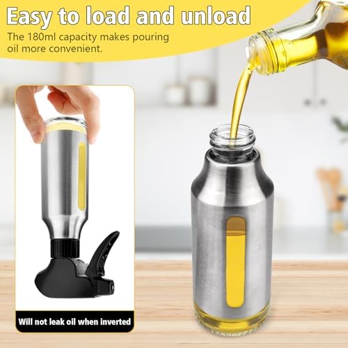 2-Pack Stainless Steel Oil Spray Bottles, 180ml Olive Oil Mister for