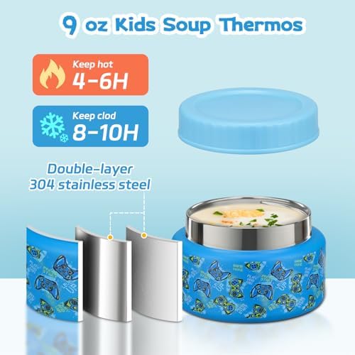 Bento Lunch Box Kids and 9oz Soup Thermos – 5.5-Cup Leakproof Kids
