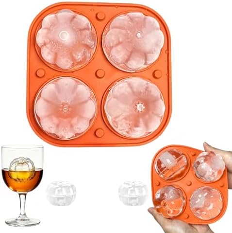 RIICFDD Halloween Pumpkin Ice Cube Mold Orange Silicone Ice Tray with