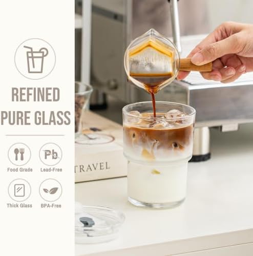 SoulTimes 13oz Clear Glass Tumbler with Lid and Straw – Iced Coffee