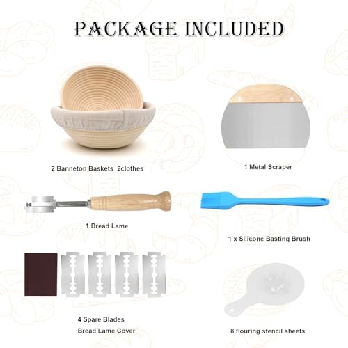 Bread Proofing Basket Set of 2,9 Inch Round Sourdough Bread Baskets