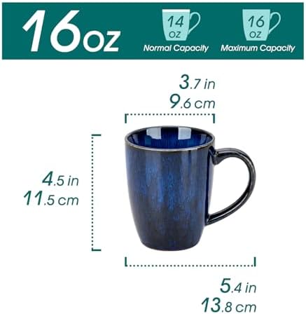 vancasso STARRY Ceramic Coffee Mug Set of 6, 16 Oz Tea Cups with