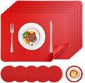 Vinyl Placemats Set of 6, Waterproof Faux Leather Heat Resistant