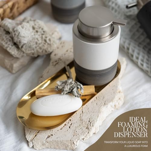 EMPO Ceramic Embossed Press Foam Hand Soap Dispenser - 300ml Large
