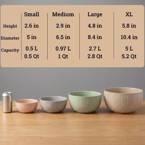Ceramic Mixing Bowls Set of 4 pcs, Colorful Nesting Bowls