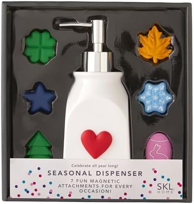 SKL Home Seasonal Soap/Lotion Dispenser Set with 7 Holiday Magnets
