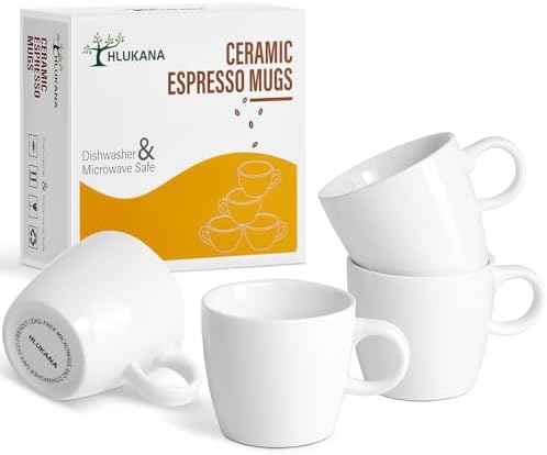 Hlukana Porcelain Espresso Cups Set of 4, 3.5 oz Small Coffee Mugs