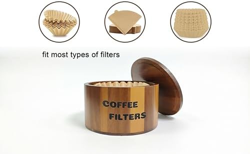 Coffee Filter Holder,Acacia Wood Coffee Filter Container for