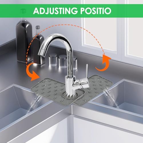 2Pcs Silicone Sink Faucet Splash Guard Mat Sponge Holder