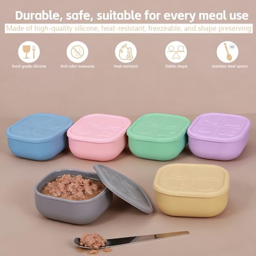 6 Packs Silicone Airtight Pets Food Storage Containers with Lids