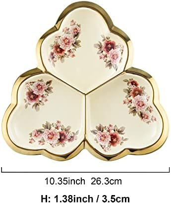fanquare 3 Compartment Gold Floral Porcelain Platter